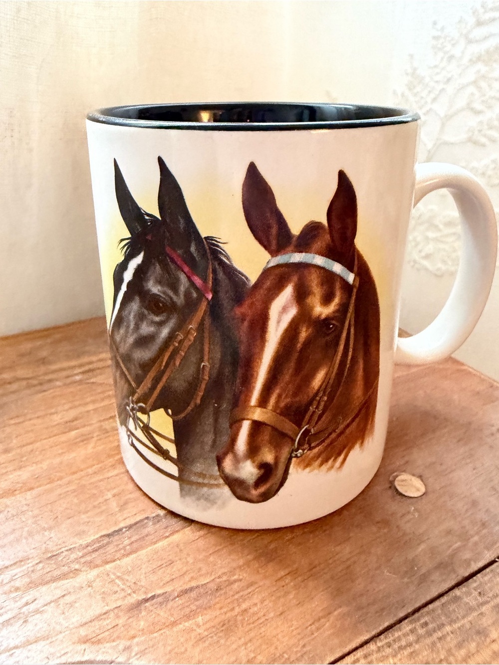 Vintage Classic Horse Print Ceramic Mug Illustration